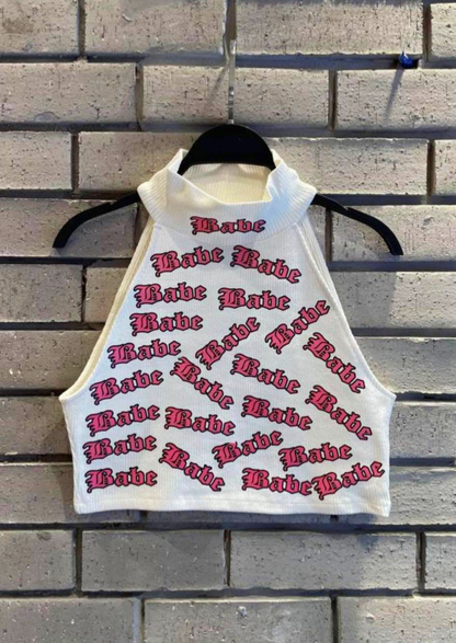 Бял Рипсен Топ "Babe"