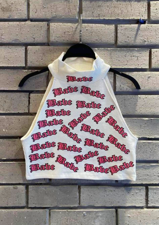 Бял Рипсен Топ "Babe"